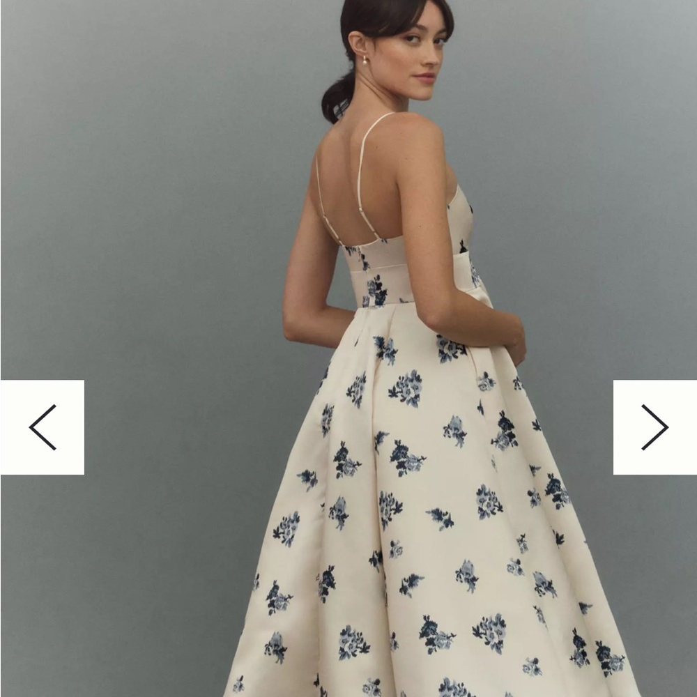 BHLDN Gabriella A-Line Duchess Satin Midi Dress - Picture 2 of 7